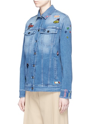 Front View - Click To Enlarge - MIRA MIKATI - 'Icons' embroidery patch denim jacket