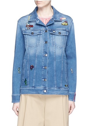 Main View - Click To Enlarge - MIRA MIKATI - 'Icons' embroidery patch denim jacket