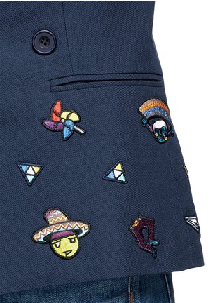 Detail View - Click To Enlarge - MIRA MIKATI - Cartoon icon patch cotton-linen blazer
