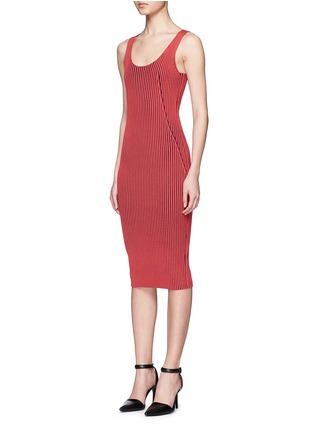 Front View - Click To Enlarge - T BY ALEXANDER WANG - Contrast rib knit tank dress