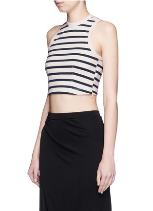Front View - Click To Enlarge - T BY ALEXANDER WANG - Stripe cotton jersey racerback cropped top