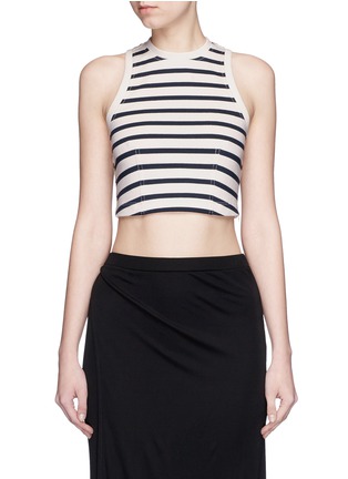Main View - Click To Enlarge - T BY ALEXANDER WANG - Stripe cotton jersey racerback cropped top