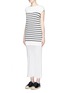 Front View - Click To Enlarge - T BY ALEXANDER WANG - Crepe skirt stripe knit combo dress
