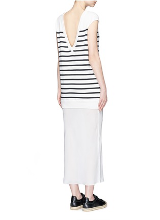 Figure View - Click To Enlarge - T BY ALEXANDER WANG - Crepe skirt stripe knit combo dress