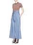Figure View - Click To Enlarge - MSGM - Wrap waist chambray culottes