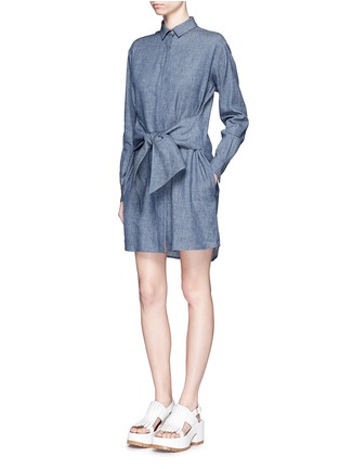 Figure View - Click To Enlarge - MSGM - Wrap front chambray tunic top