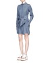Figure View - Click To Enlarge - MSGM - Wrap front chambray tunic top