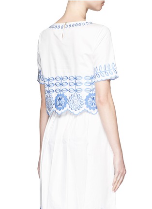 Back View - Click To Enlarge - 68244 - 'Gilda' floral embroidery poplin cropped top