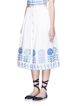 Front View - Click To Enlarge - 68244 - 'Gilda' floral embroidery poplin skirt