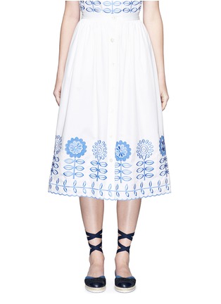 Main View - Click To Enlarge - 68244 - 'Gilda' floral embroidery poplin skirt