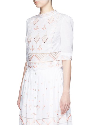 Front View - Click To Enlarge - 68244 - 'Hika' mirror leaf embroidery blouse