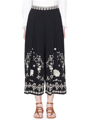 Main View - Click To Enlarge - 68244 - 'Lettie' floral embroidery cropped wide leg pants