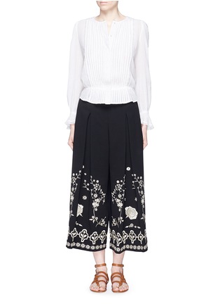 Figure View - Click To Enlarge - 68244 - 'Lettie' floral embroidery cropped wide leg pants