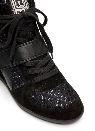 Detail View - Click To Enlarge - ASH - 'Bowie' sequin crochet high top wedge sneaker