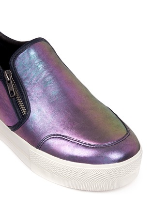 Detail View - Click To Enlarge - ASH - 'Jordy' zip holographic leather skate slip-ons