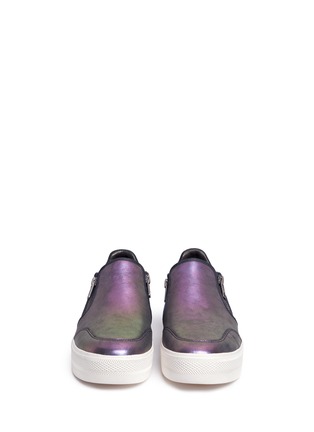 Figure View - Click To Enlarge - ASH - 'Jordy' zip holographic leather skate slip-ons