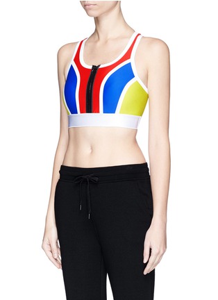 Front View - Click To Enlarge - MONREAL - Colourblock padded racerback sports bra