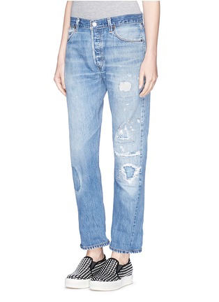 Front View - Click To Enlarge - RE/DONE - 'RE/PAIR RE/DONE' hand distressed relaxed straight jeans