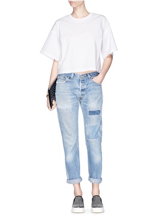 Figure View - Click To Enlarge - RE/DONE - 'RE/PAIR RE/DONE' hand distressed relaxed straight jeans