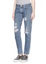 Front View - Click To Enlarge - RE/DONE - 'Straight Skinny' heavy destructed jeans