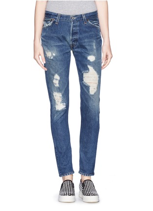 Main View - Click To Enlarge - RE/DONE - 'Straight Skinny' heavy destructed jeans