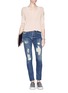 Figure View - Click To Enlarge - RE/DONE - 'Straight Skinny' heavy destructed jeans