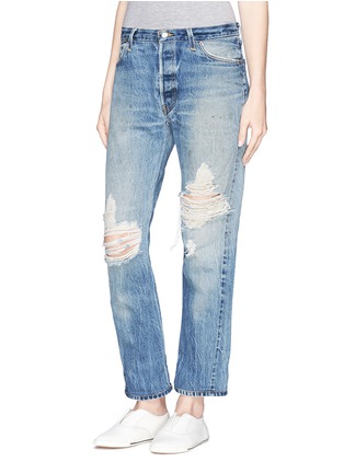 Front View - Click To Enlarge - RE/DONE - 'Relaxed Straight' heavy destructed jeans