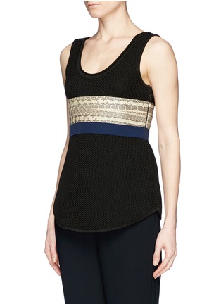 Front View - Click To Enlarge - PROENZA SCHOULER - Snakeskin band honeycomb knit tank top