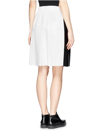 Back View - Click To Enlarge - PROENZA SCHOULER - Contrast perforated leather panel skirt