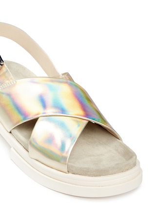 Detail View - Click To Enlarge - ASH - 'Sue' holographic leather cross strap sandals