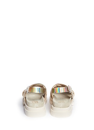 Back View - Click To Enlarge - ASH - 'Sue' holographic leather cross strap sandals