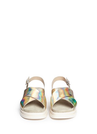 Figure View - Click To Enlarge - ASH - 'Sue' holographic leather cross strap sandals