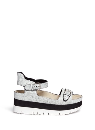 Main View - Click To Enlarge - ASH - 'Vera' cracked paint suede flatform sandals