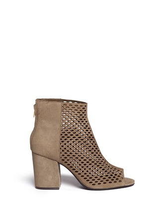 Main View - Click To Enlarge - ASH - 'Fancy Bis' perforated suede peep toe ankle boots