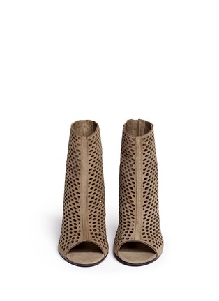 Figure View - Click To Enlarge - ASH - 'Fancy Bis' perforated suede peep toe ankle boots