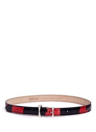 Main View - Click To Enlarge - ALEXANDER MCQUEEN - Colourblock snakeskin leather belt