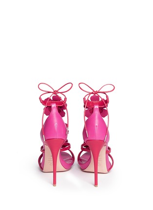 Back View - Click To Enlarge - ALEXANDER MCQUEEN - Blossom appliqué leather sandals