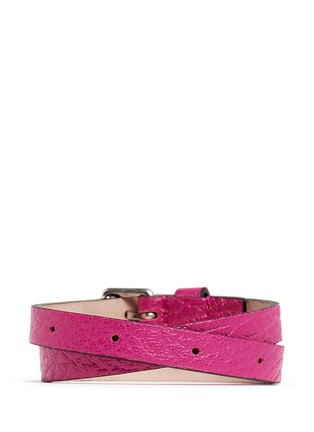 Back View - Click To Enlarge - ALEXANDER MCQUEEN - Skull charm double wrap leather bracelet