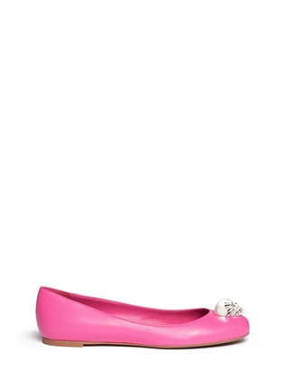 Main View - Click To Enlarge - ALEXANDER MCQUEEN - Crystal skull leather ballerina flats