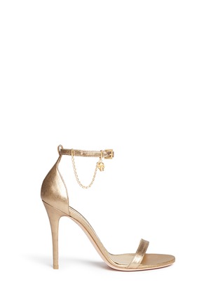 Main View - Click To Enlarge - ALEXANDER MCQUEEN - Skull charm chain metallic leather sandals