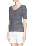 Front View - Click To Enlarge - ARMANI COLLEZIONI - Dot stripe jersey top