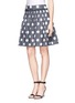 Front View - Click To Enlarge - ARMANI COLLEZIONI - Polka dot insert flare skirt