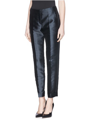 Front View - Click To Enlarge - ARMANI COLLEZIONI - Silk blend cady pants