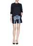 Figure View - Click To Enlarge - ARMANI COLLEZIONI - Silk blend cady shorts
