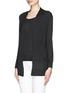 Front View - Click To Enlarge - ARMANI COLLEZIONI - Silk blend cardigan T-shirt combo