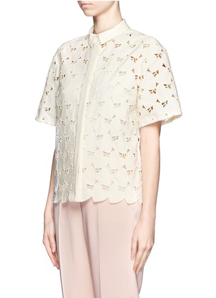 Front View - Click To Enlarge - STELLA MCCARTNEY - Heart patterned short sleeve cotton shirt