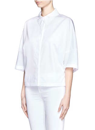 Front View - Click To Enlarge - STELLA MCCARTNEY - Heart-shaped embroidered collar cotton shirt