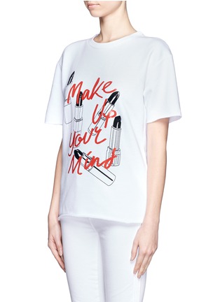 Front View - Click To Enlarge - STELLA MCCARTNEY - Lipstick and text print cotton short sleeve sweatshirt
