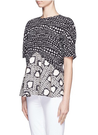 Front View - Click To Enlarge - STELLA MCCARTNEY - Heart print flounce silk top