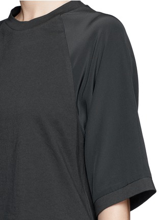 Detail View - Click To Enlarge - 3.1 PHILLIP LIM - Silk sleeve jersey baseball T-shirt
